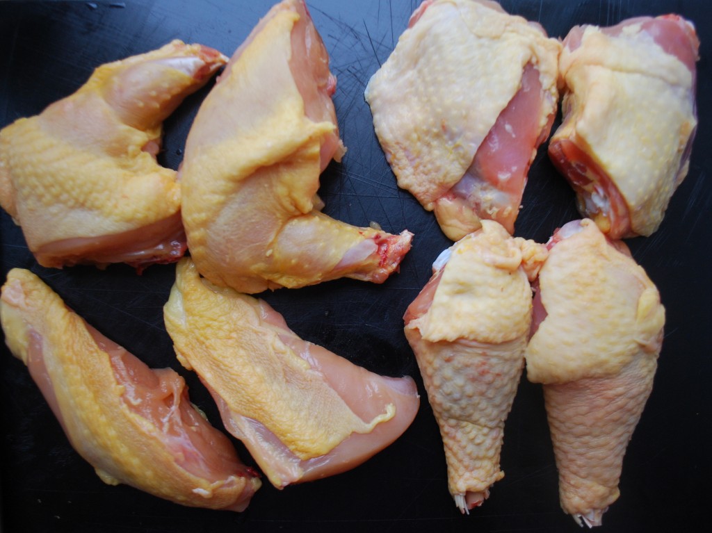 Kylling i otte stykker til coq au vin